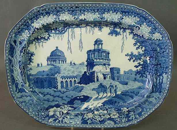 Appraisal: Large English blue transfer decorated platter by Rogers x