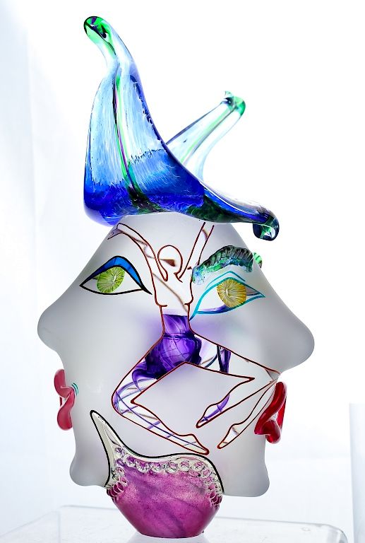 Appraisal: Murano Art Glass Two Faced Harlequin Sculpture Hand crafted from