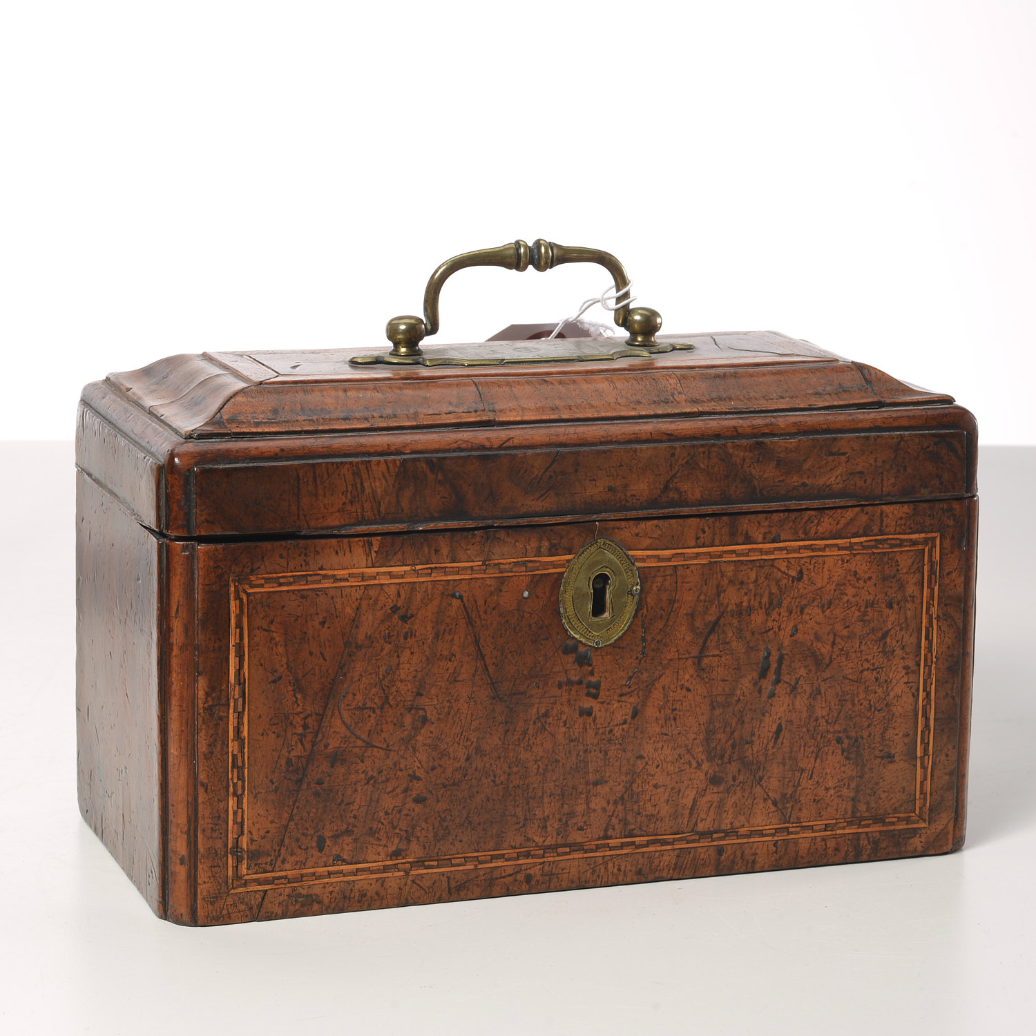 Appraisal: GEORGE II WALNUT TEA CADDY STAMPED HS th c English