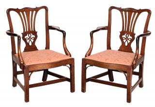 Appraisal: Pair Chippendale Carved Mahogany Open British th century each with