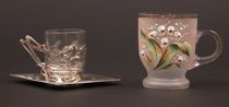 Appraisal: Glass Teacup with Silver Liner Frosted Glass Teacup Small glass