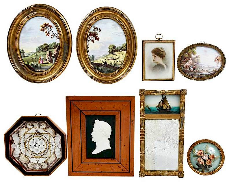 Appraisal: Assorted Group of Eight Small Framed Items late th th