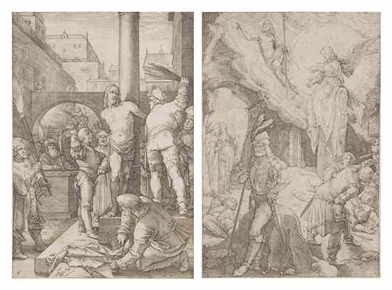 Appraisal: Hendrik Goltzius Dutch - The Resurrection and The Flagellation from