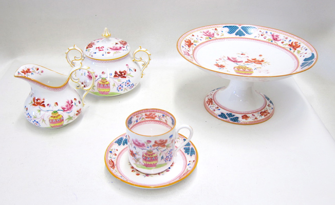 Appraisal: OLD SPODE PORCELAIN TEA SERVICE in matching multi-colored floral design