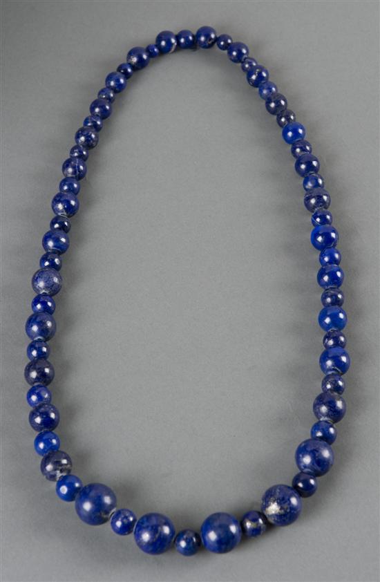 Appraisal: Lapis graduated bead necklace Necklace is long