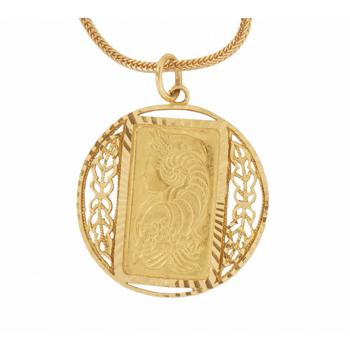 Appraisal: Suisse g K Yellow Gold Bar Pendant mounted in a