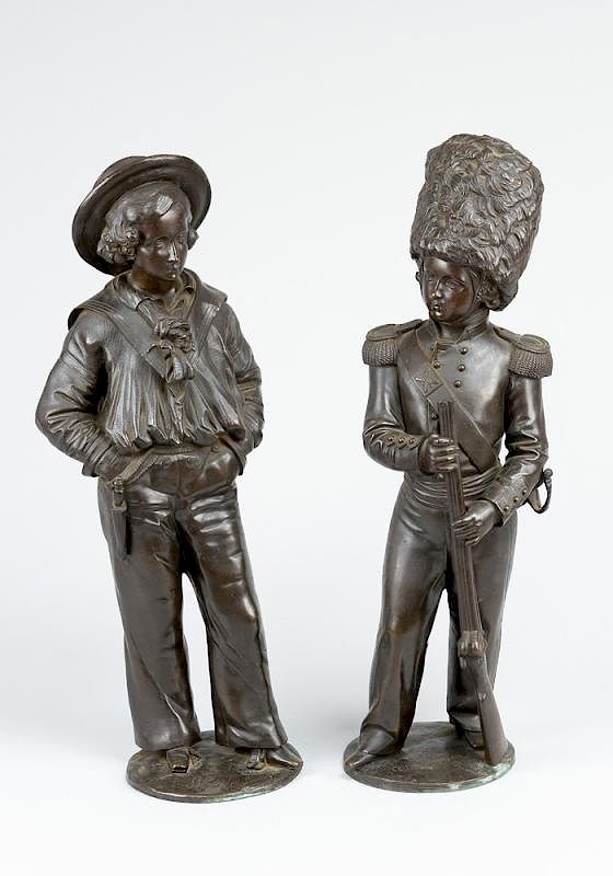 Appraisal: Pair of English Bronze Sculptures Pair of English Bronze Sculptures