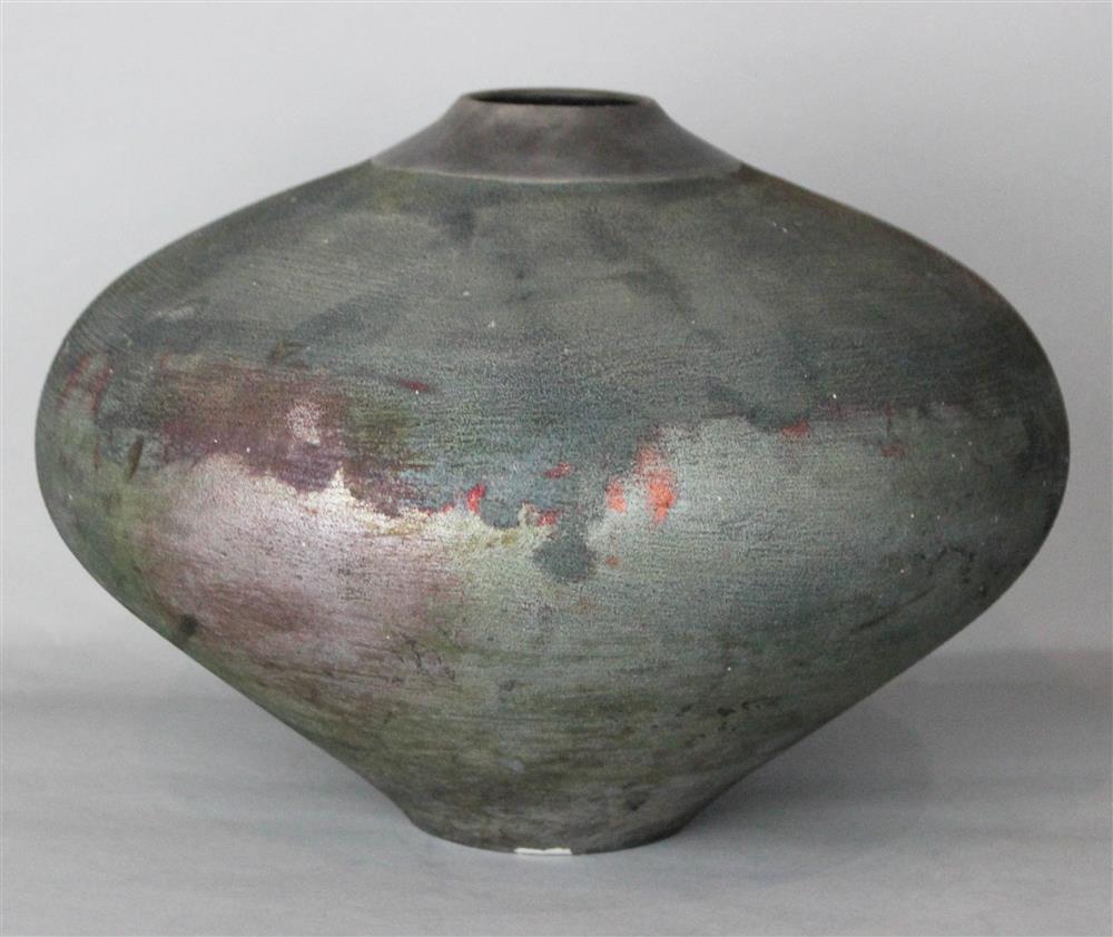 Appraisal: TOMORAHAMA RAKU BOWL with matte finish rim and textured Raku