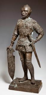 Appraisal: Patinated Spelter Figure th c of a knight in armor