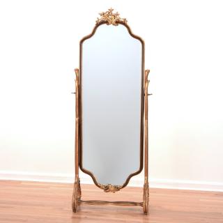 Appraisal: French gilt wood Cheval mirror French gilt wood Cheval mirror