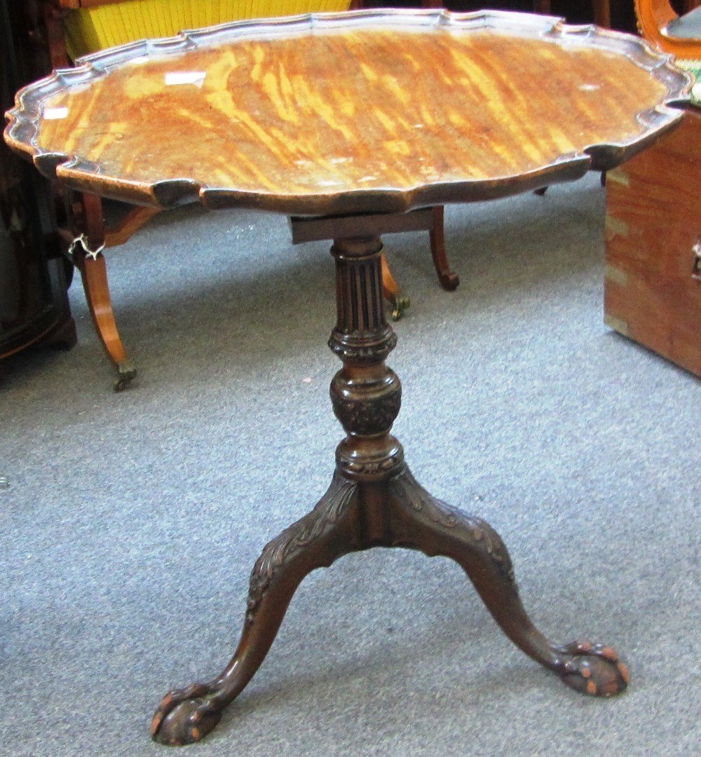 Appraisal: An th century mahogany pie crust snap top tripod occasional