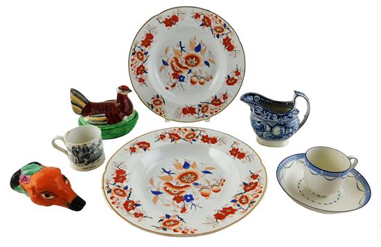 Appraisal: Assorted China mostly English eight pieces Staffordhire blue and white