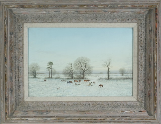 Appraisal: Winter Farm Scene Oil on board Unsigned x frame x