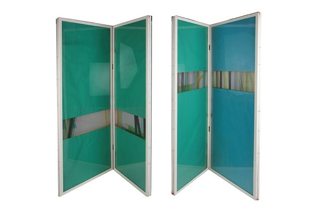 Appraisal: Christopher Jennings British Contemporary Pair of four fold screenswith band