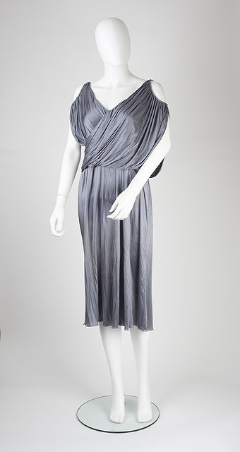 Appraisal: An Alexander McQueen grey evening dress deep v-shaped neckline draped