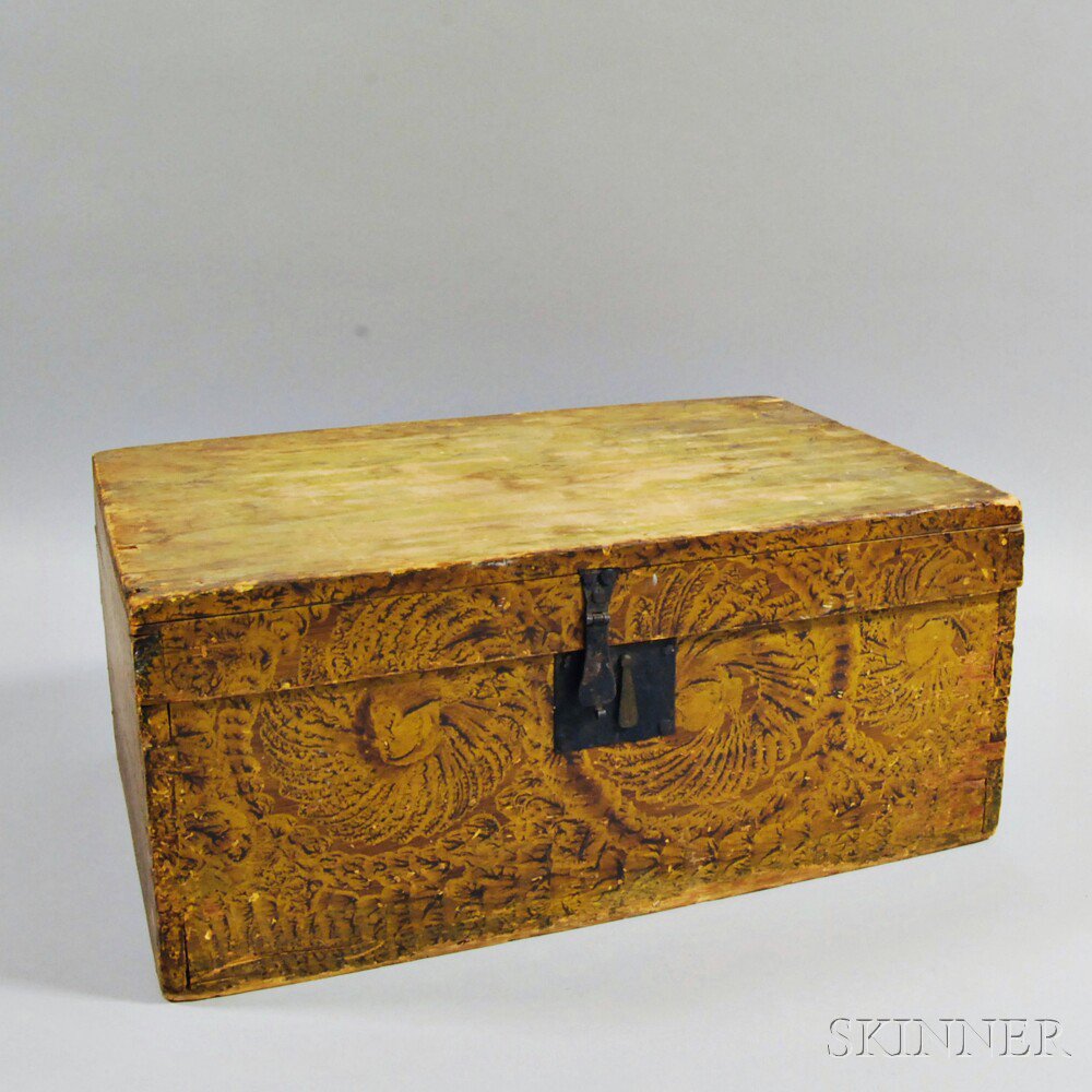 Appraisal: Sponge-painted Poplar Box probably Pennsylvania th century imperfections ht wd