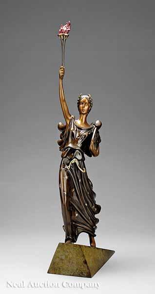 Appraisal: A French Bronze Figure of Liberty after Ert Romain de