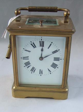 Appraisal: An hour repeating gilt brass cased carriage clock late th