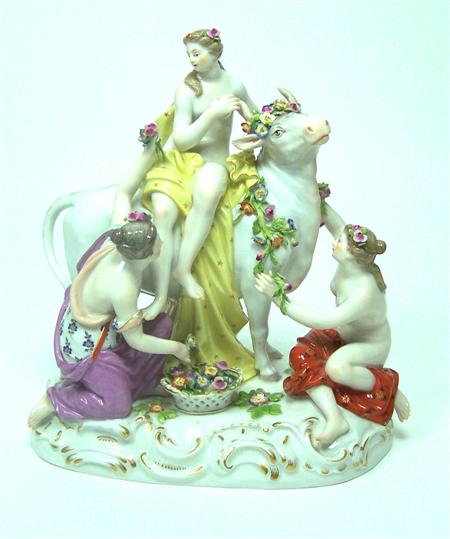 Appraisal: A Meissen style figure group of Europa and the Bull