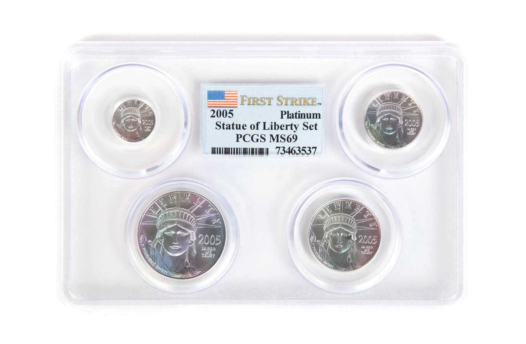 Appraisal: PLATINUM STATUE OF LIBERTY SET First Strike MS PCGS