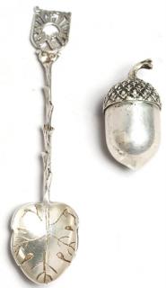 Appraisal: Vermeil Acorn Container Judaica Souvenir Spoon The acorn with a