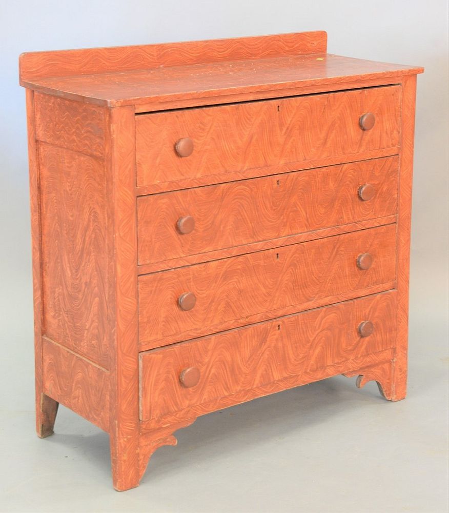 Appraisal: Four drawer faux grain painted chest top loose ht wd