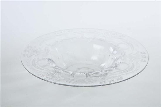 Appraisal: LIBBEY CUT GLASS CENTER BOWL Foliate decorated rim and paneled