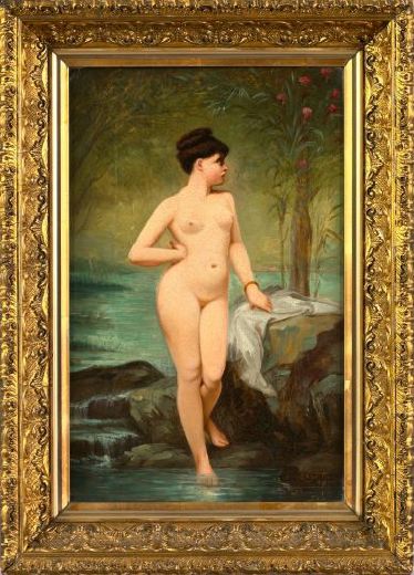 Appraisal: American School th Century The Bather oil on canvas x