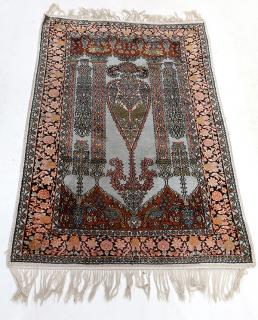 Appraisal: Persian part silk and wool Tabriz Mosque pattern prayer carpet