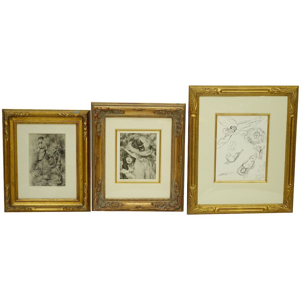 Appraisal: Three th Century Prints Three th Century Framed Decorative Prints