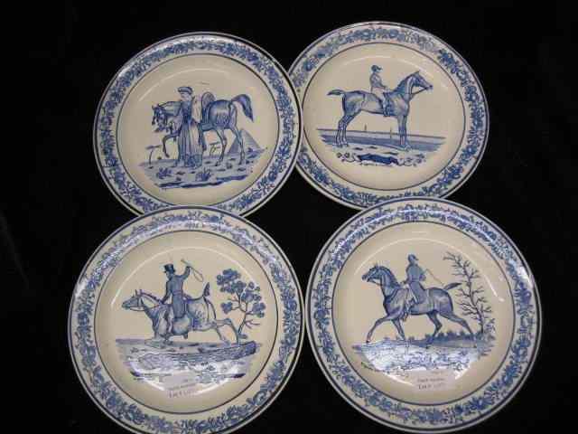 Appraisal: P H Choisy Porcelain Equestrian Plates th century '' blue