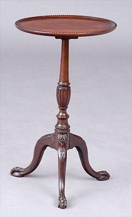 Appraisal: GEORGE III-STYLE CANDLESTAND The circular top with carved border above