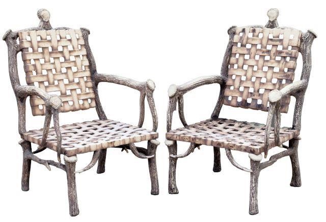 Appraisal: pair Cast aluminum outdoor lounge chairs Lazy CF Ranch st