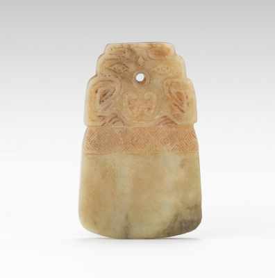 Appraisal: A Carved Jade Pendant Flat carved jade pendant carved on