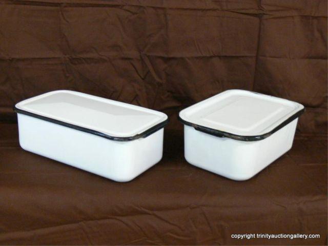 Appraisal: Vintage White Black Enamelware Pan with the LID - available