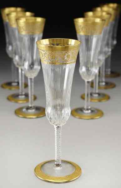 Appraisal: St Louis Crystal Thistle pattern champagneflutes the lip and foot