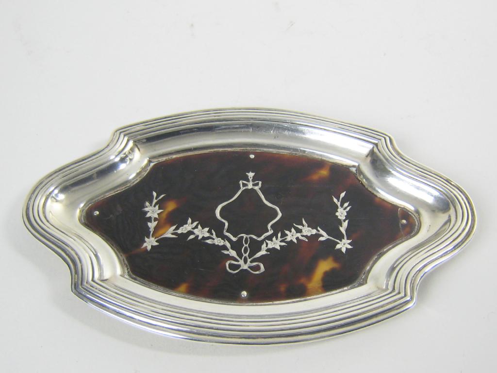 Appraisal: A George V silver and tortoiseshell shaped oval Pin Tray