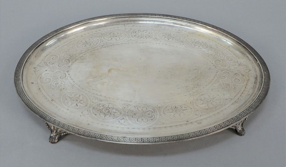 Appraisal: N Harding Boston coin silver oval footed tray with Greek