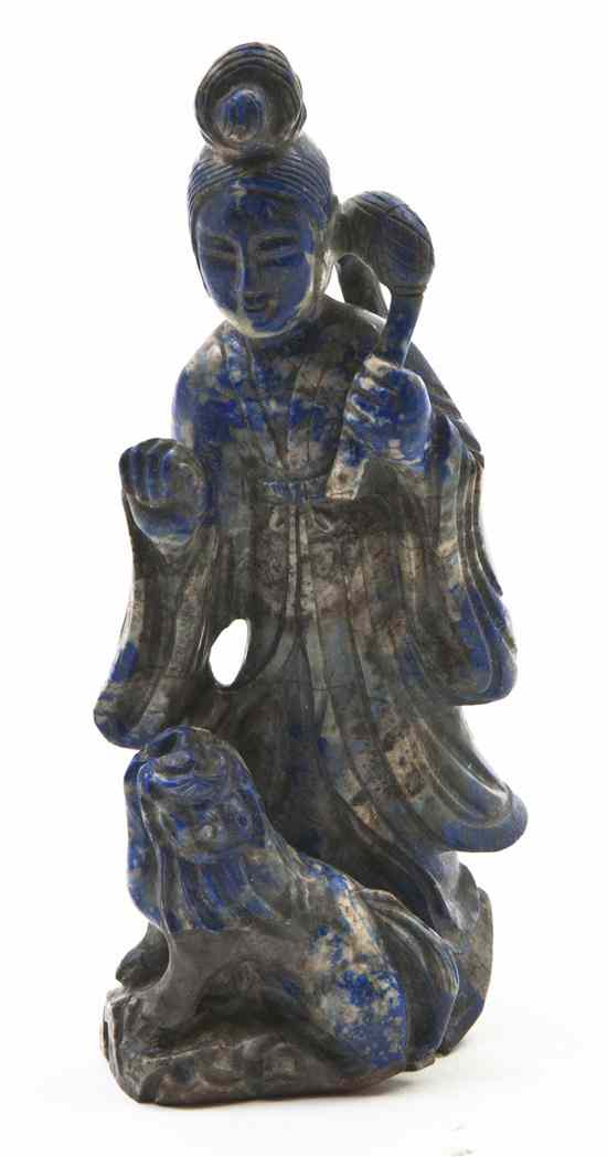 Appraisal: A Chinese Lapis Lazuli Carving of a Woman depicted with