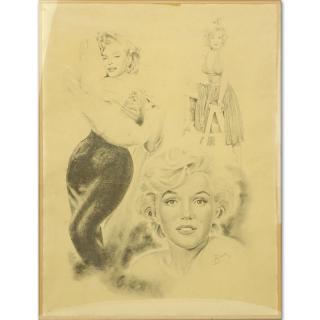 Appraisal: Vintage Lithograph Marylin Monroe by Glen Banse Toning from age