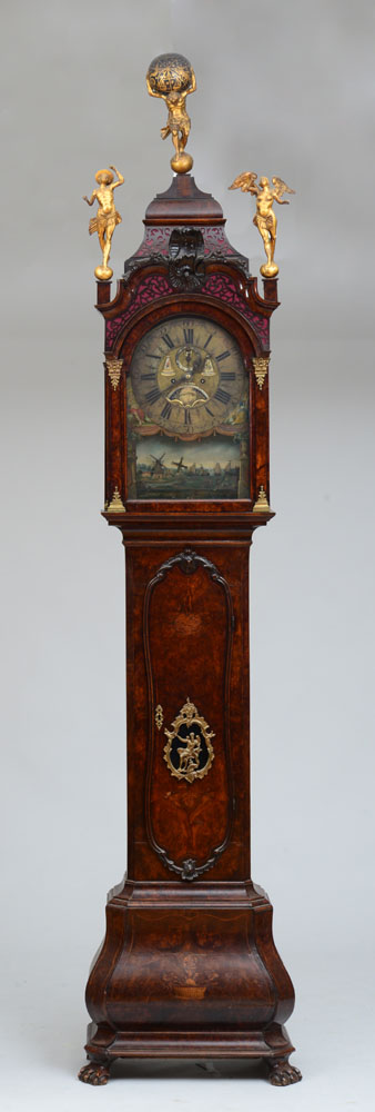 Appraisal: FINE DUTCH ROCOCO GILT-MOUNTED BURL WALNUT AND FRUITWOOD MARQUETRY TALL