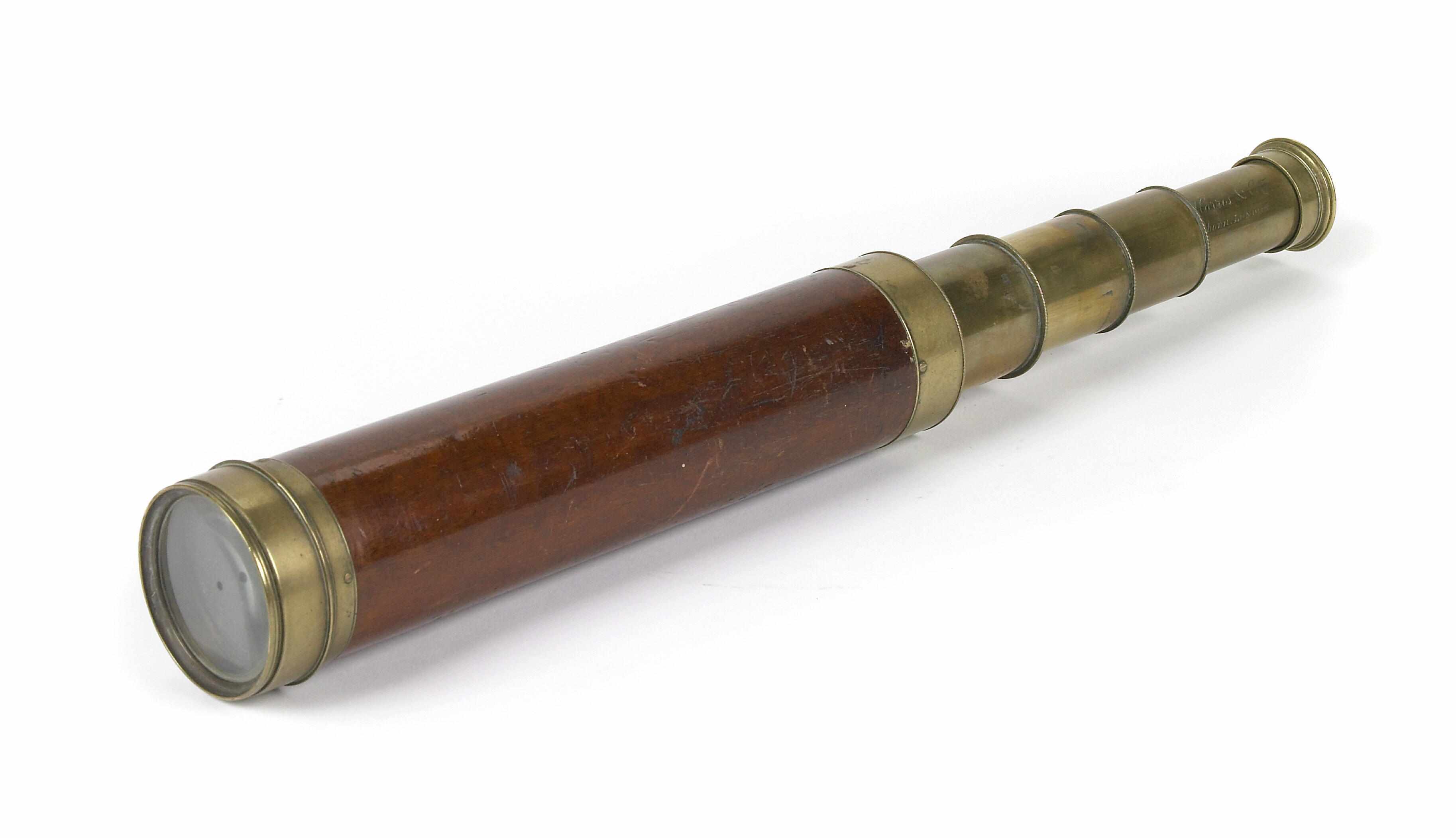 Appraisal: A Victorian brass and mahogany four draw telescope Inscribed W