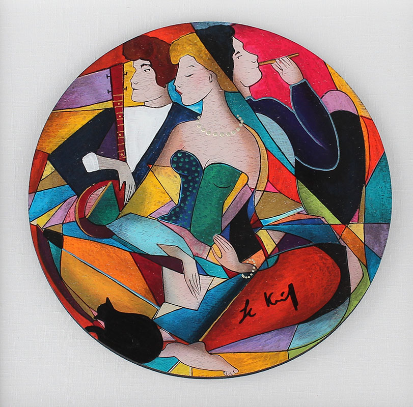 Appraisal: LE KINFF Linda French - ''Vertigo'' Embellished Serigraph circular diameter