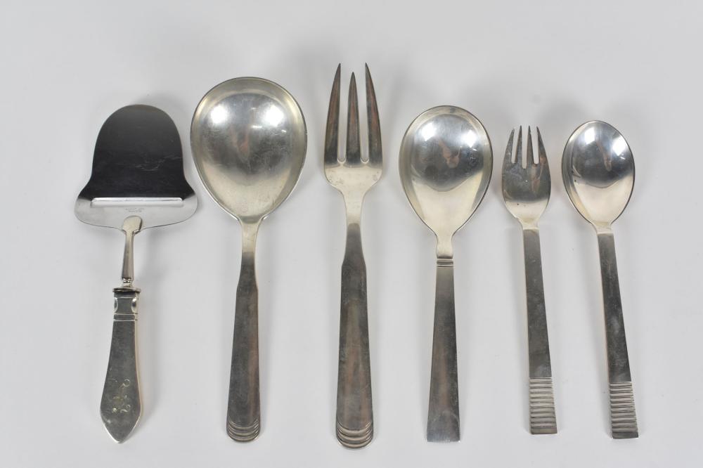 Appraisal: Marked Including two pairs of a fork and spoon one