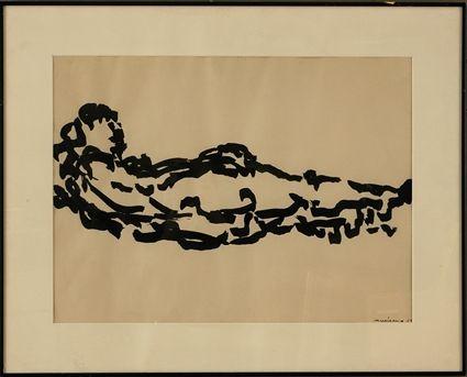 Appraisal: NICHOLAS MARSICANO TH C RECLINING FIGURE Ink on paper x