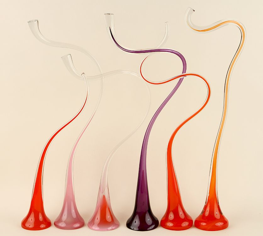 Appraisal: HARVEY K LITTLETON SIX GLASS SCULPTURES SIGNED Harvey K Littleton