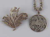 Appraisal: Two Shetland Silversmiths silver items a thistle brooch and a