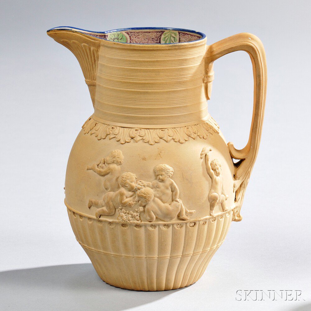 Appraisal: Turner Caneware Pitcher England c engine-turned neck above a bulbous