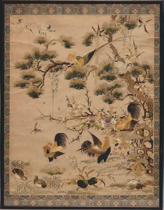 Appraisal: ANTIQUE CHINESE SILK EMBROIDERY Antique Chinese silk embroidery of a