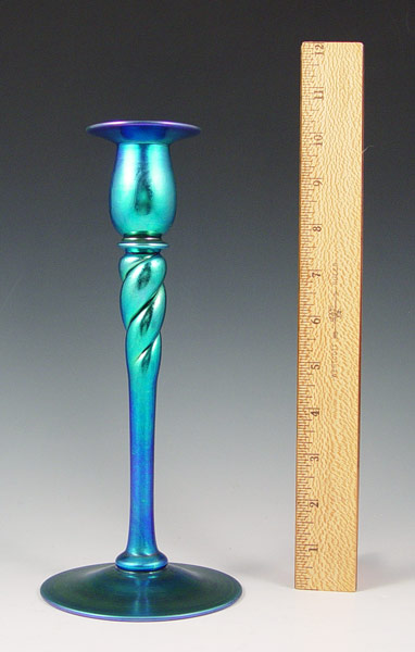 Appraisal: STEUBEN BLUE AURENE ART GLASS CANDLESTICK Signed ''Steuben Aurene ''